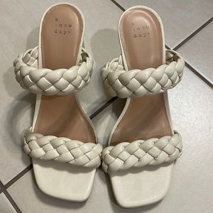 Cream braided heels